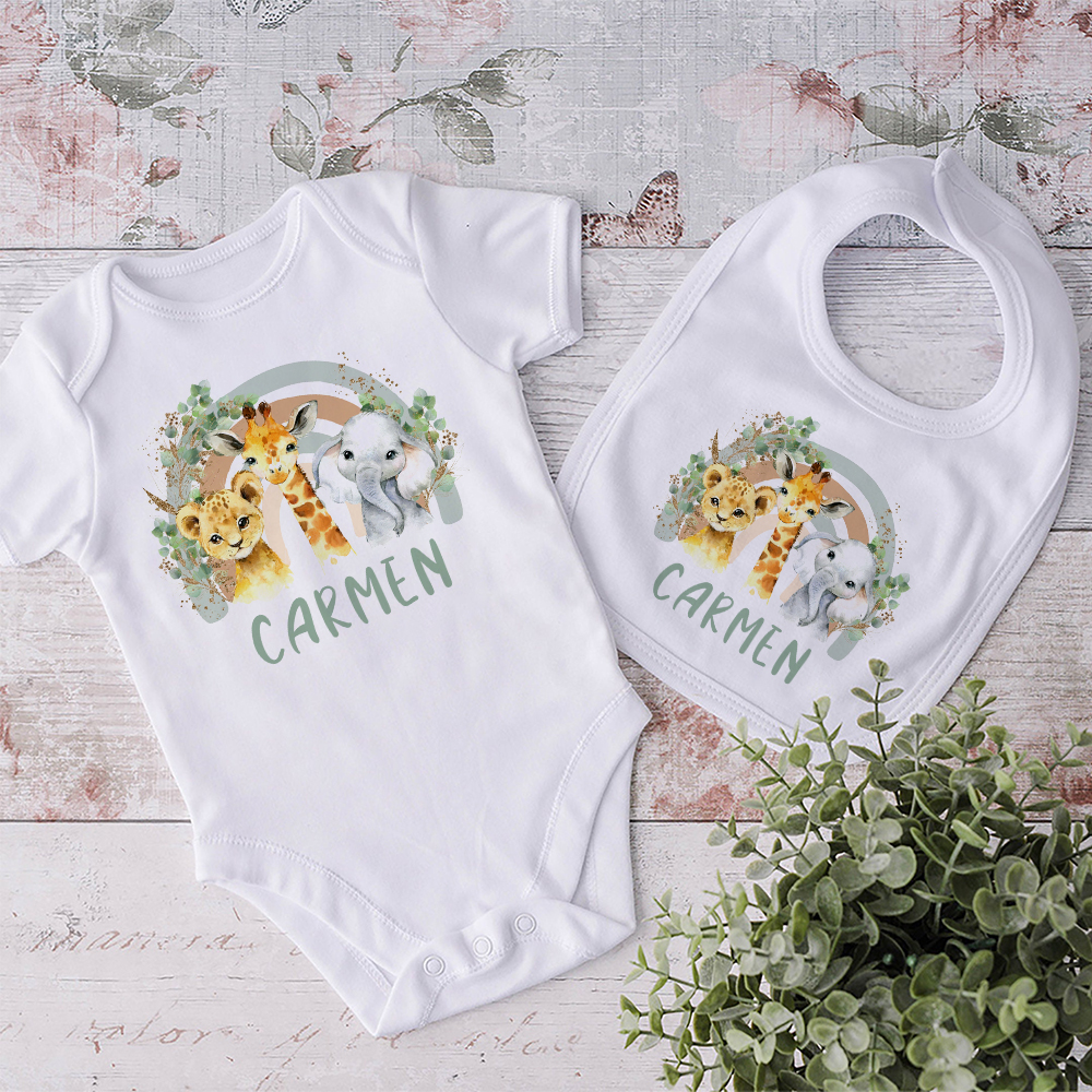 Baby Clothing Name - Personalized Matching Baby Bib & Romper
