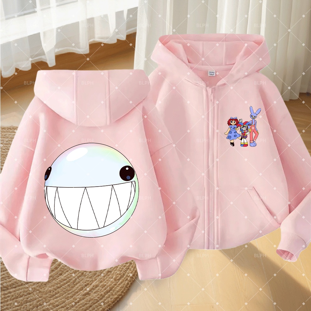 Baby Clothing Zipper - Cute Digital Circus-Inspired Kids' Zip-Up Hoodie