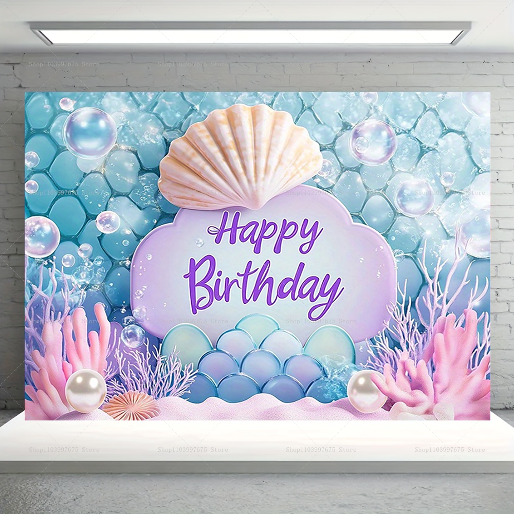 Baby Clothing Easter - Mermaid Party Backdrops Children's Happy Birthday