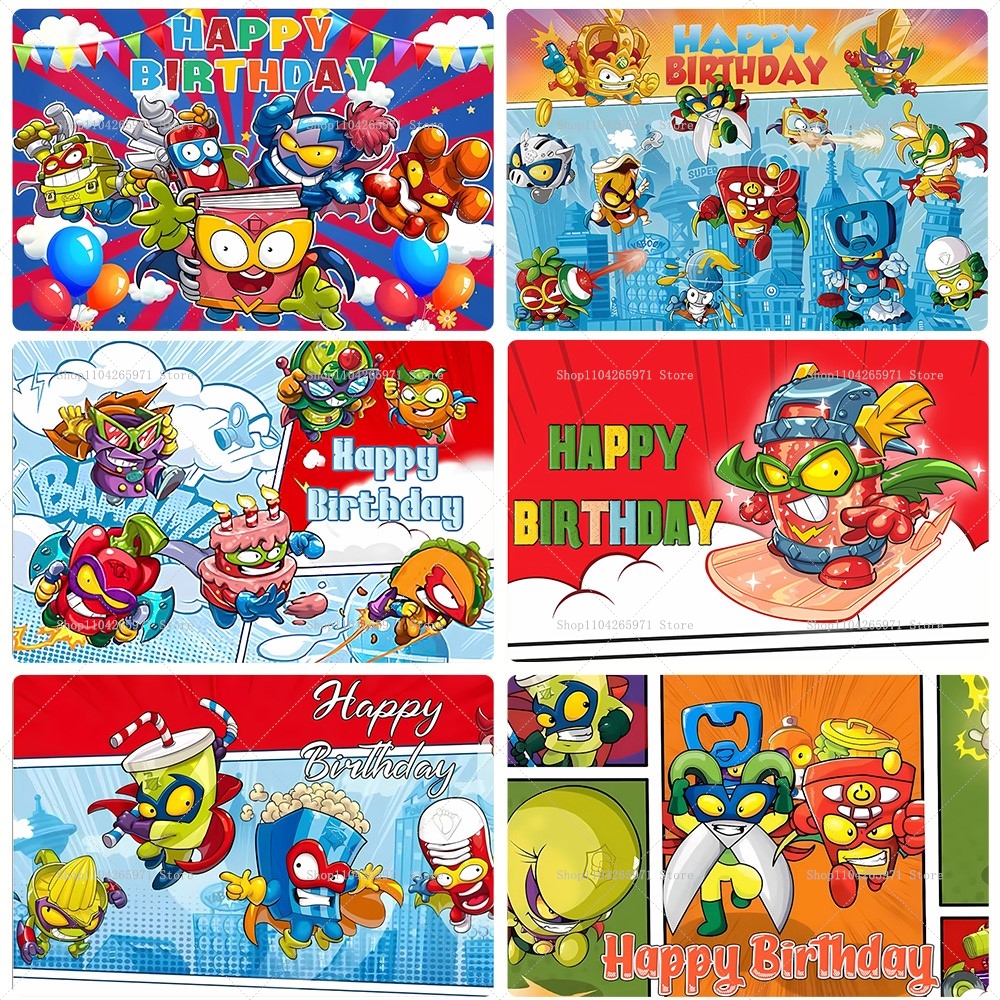Baby Clothing Easter - Cartoon SuperZings Photography Backdrop Children Birthday