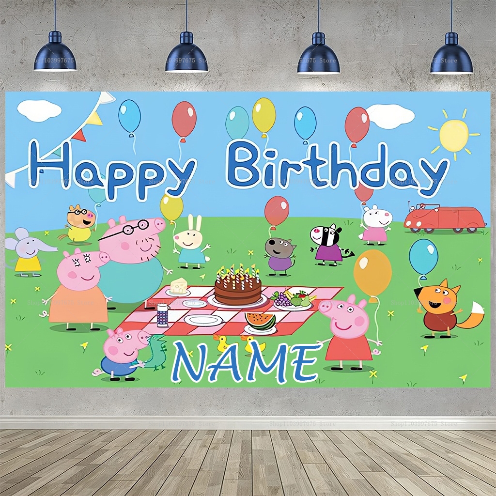 Baby Clothing Name - Custom Name Cartoon Peppa Pig Backdrops