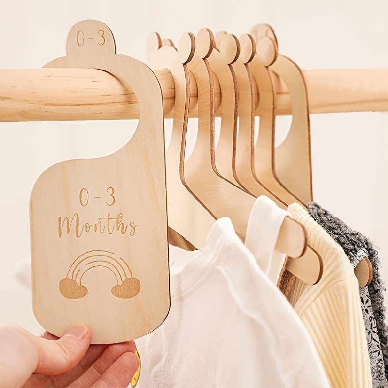 Baby Clothing Hanger Dividers - 7pcs/set Wooden Baby Closet Size Divider