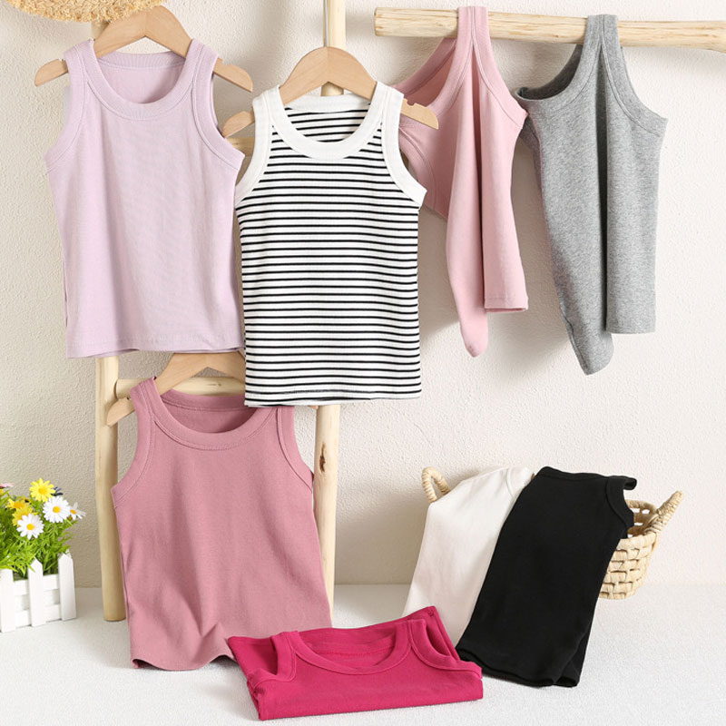 Baby Clothing Essentials - Kids Sleeveless T-shirts Candy Color Summer