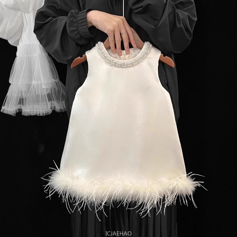 Baby Clothing Essentials - 2025 New Girls Satin Feather Princess