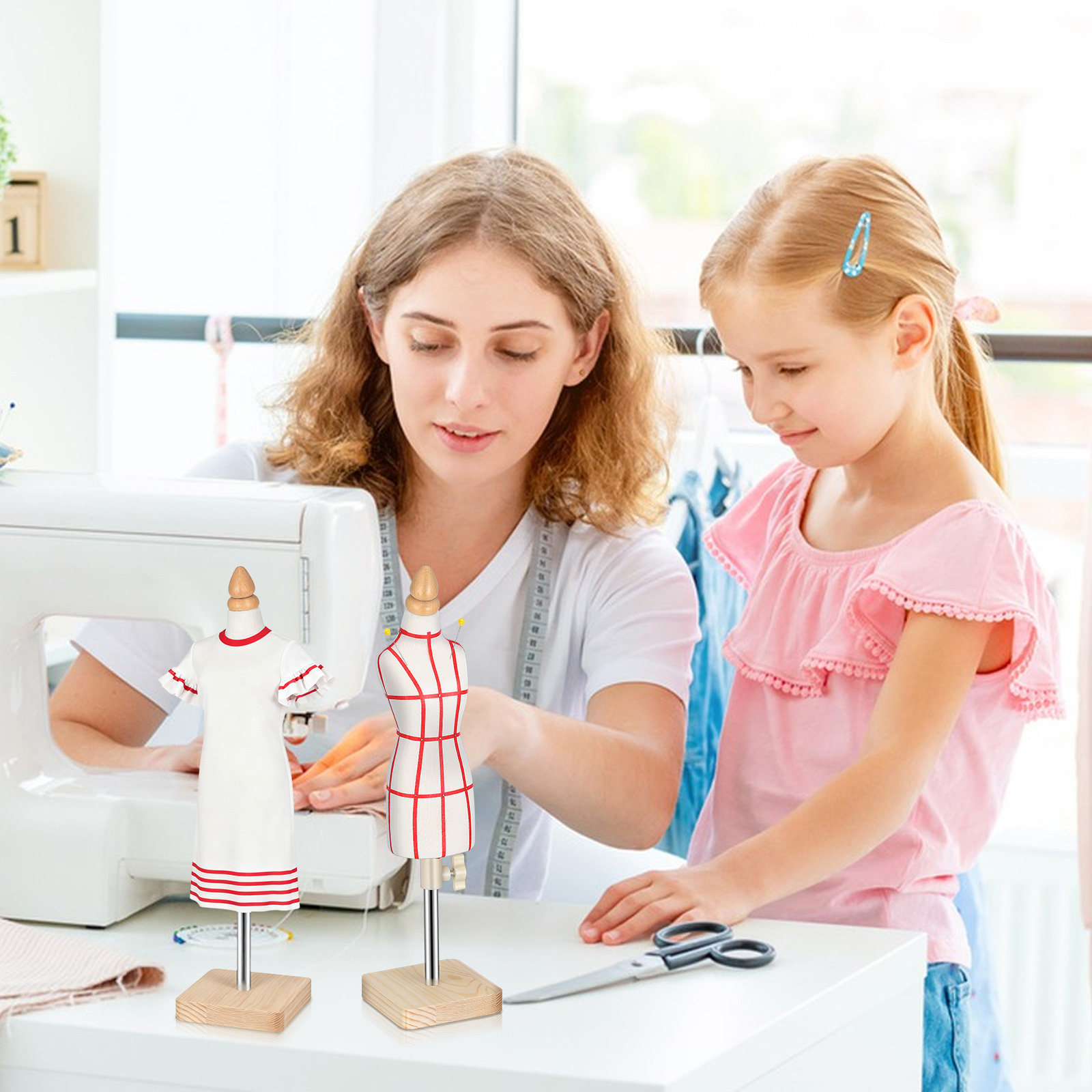 Baby Clothing Display Stand - 1 Set Sturdy Wooden Cotton Clothing