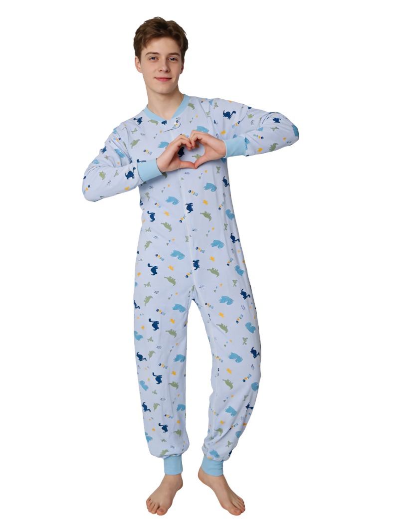Baby Clothing Zipper - XXXL Adult Underwear Blue Dinosaur Onesies