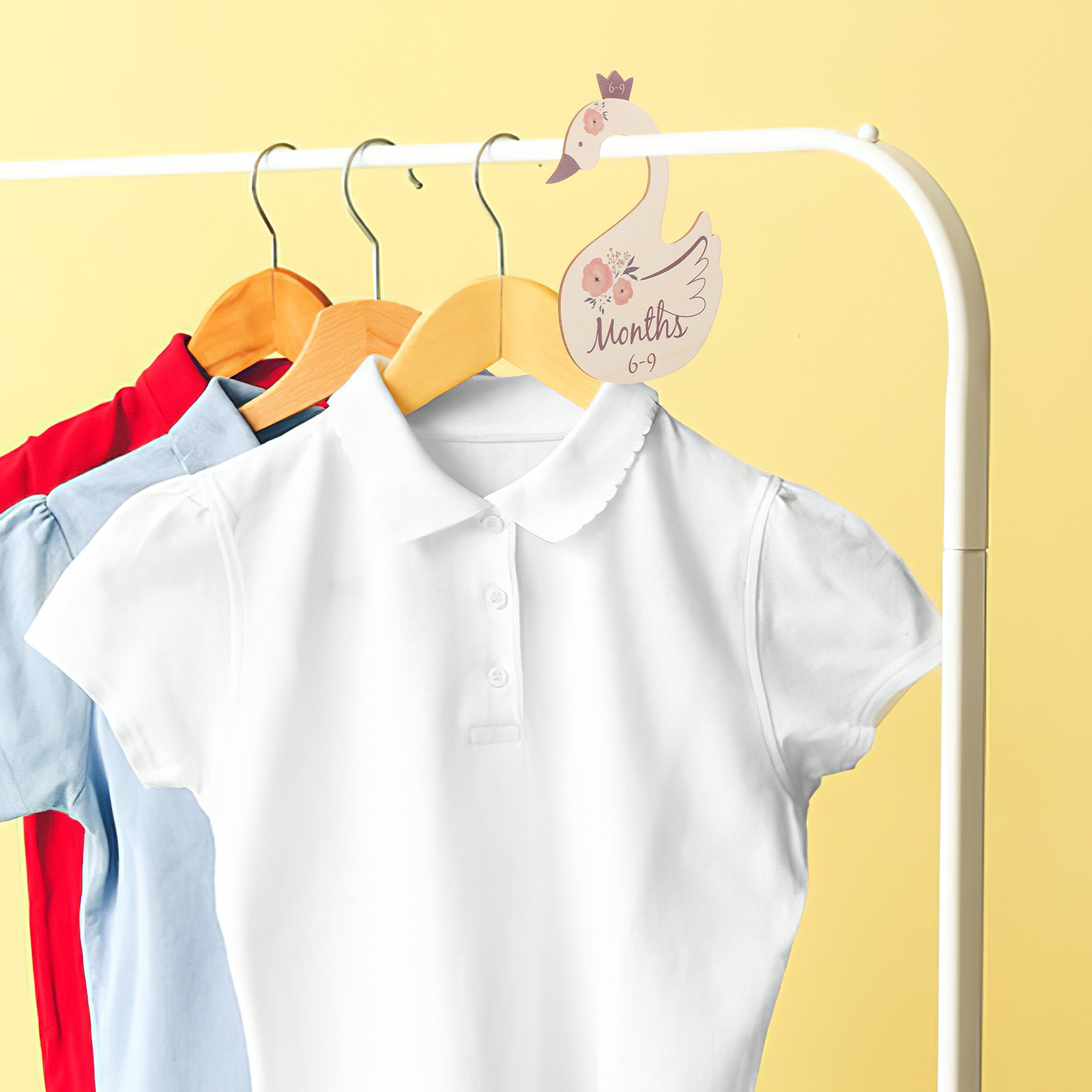 Baby Clothing Hanger Dividers - 7Pcs Swan Closet Dividers Wooden Baby